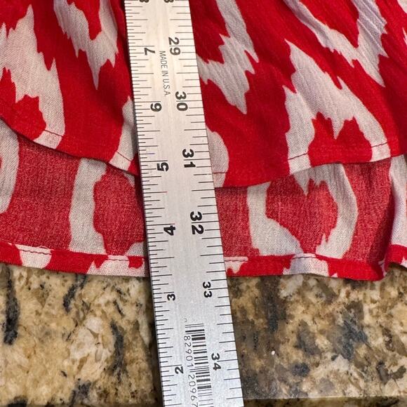 Jodifl Women’s Large Red and White Gauze like Summer Dress with Ruffle Sleeves - Picture 10 of 10